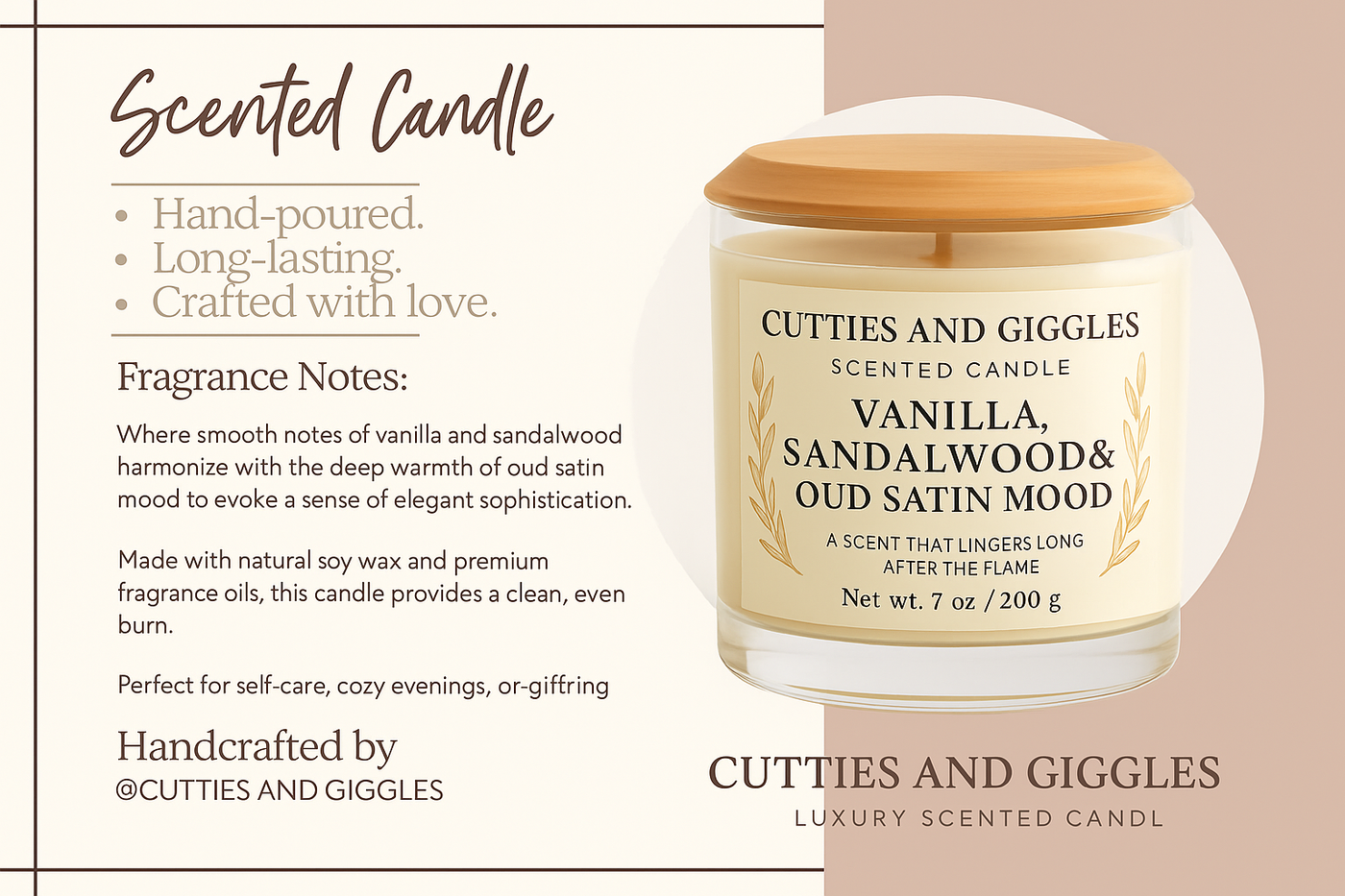 Golden Oud Candle – Vanilla, Sandalwood & Oud Satin Musk | Luxury Soy Wax Gift Candle