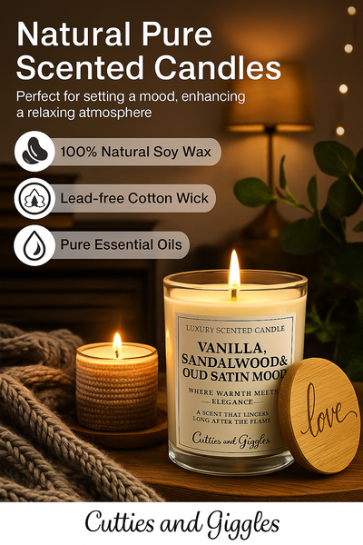 Golden Oud Candle – Vanilla, Sandalwood & Oud Satin Musk | Luxury Soy Wax Gift Candle