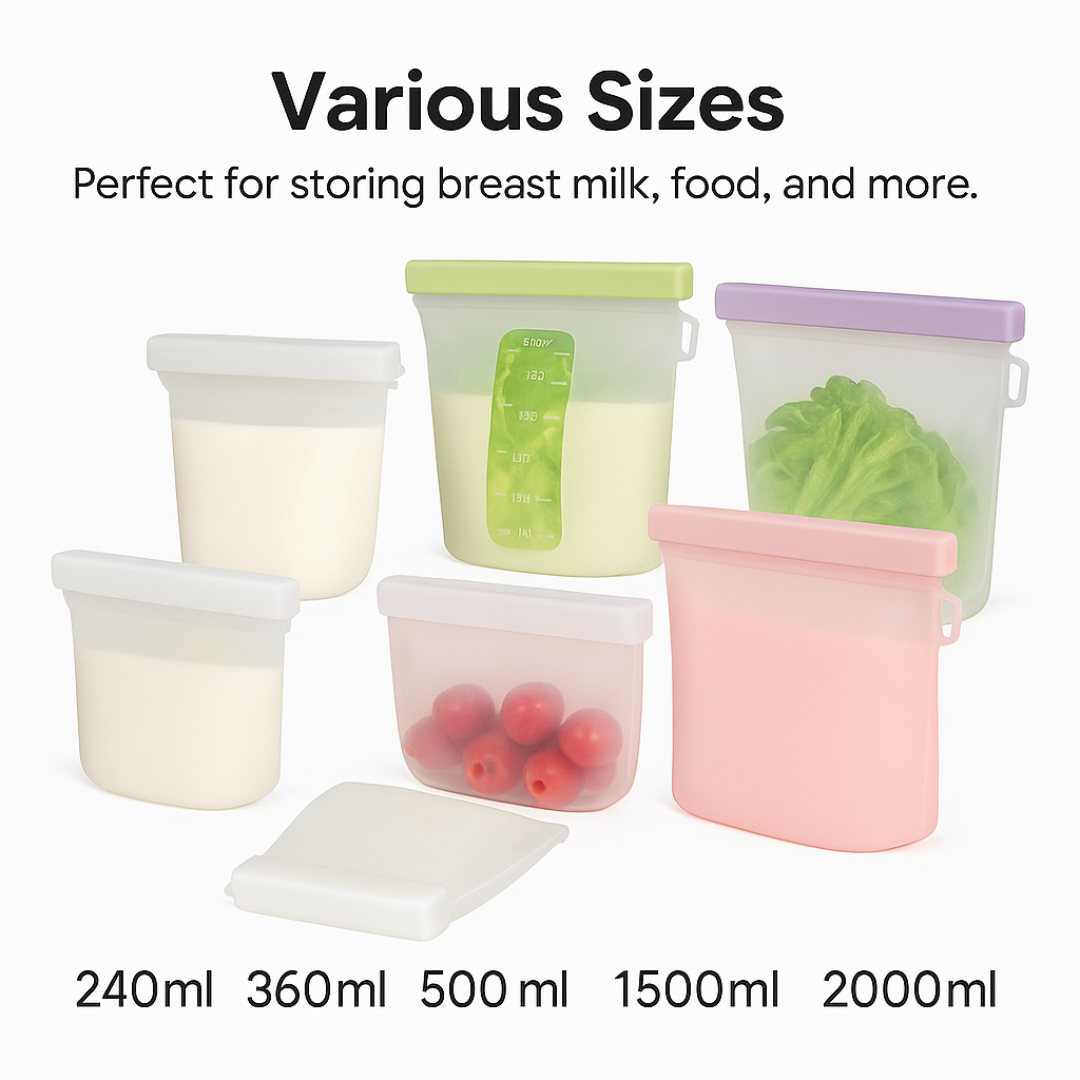 6-Pack Reusable Silicone Breastmilk Storage Bags