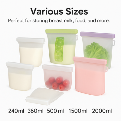 6-Pack Reusable Silicone Breastmilk Storage Bags