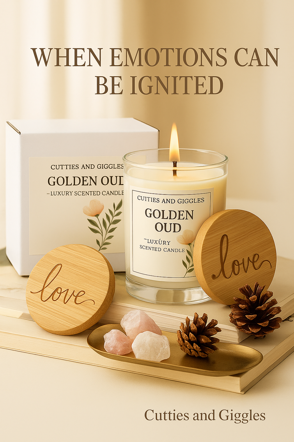 Golden Oud Candle – Vanilla, Sandalwood & Oud Satin Musk | Luxury Soy Wax Gift Candle