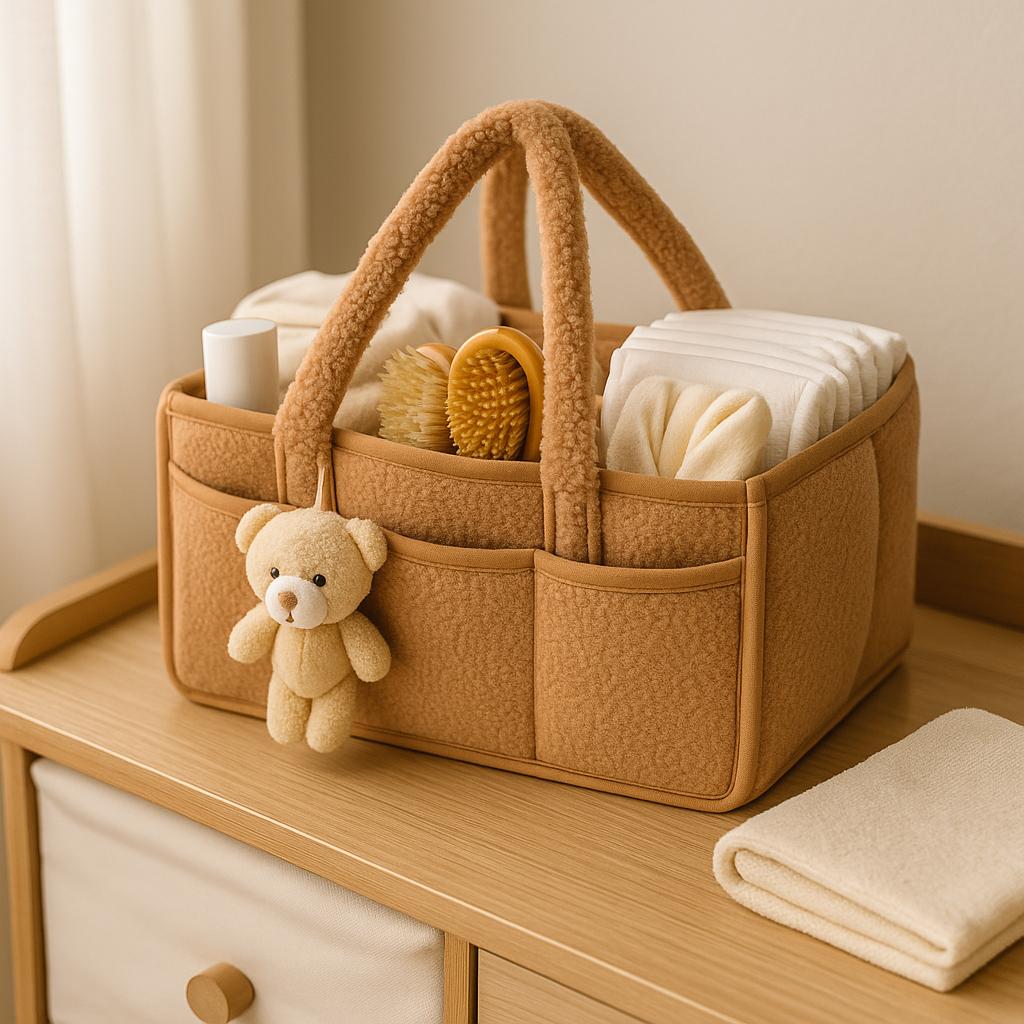 Teddy Bear Baby Diaper Caddy Organizer