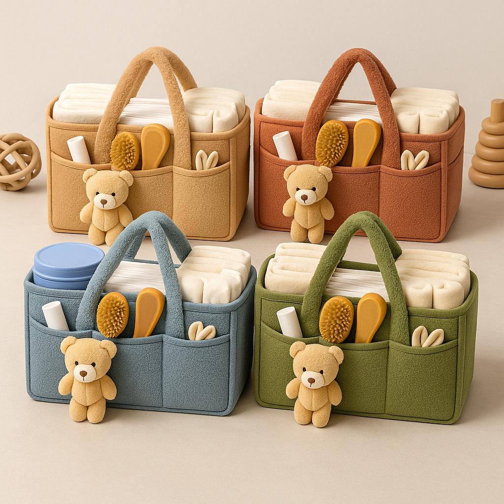 Teddy Bear Baby Diaper Caddy Organizer