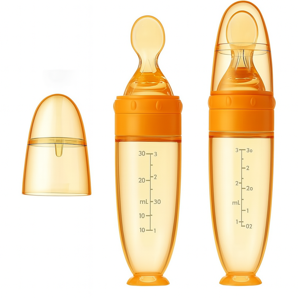 Silicone Squeeze Feeding Bottle with Spoon
