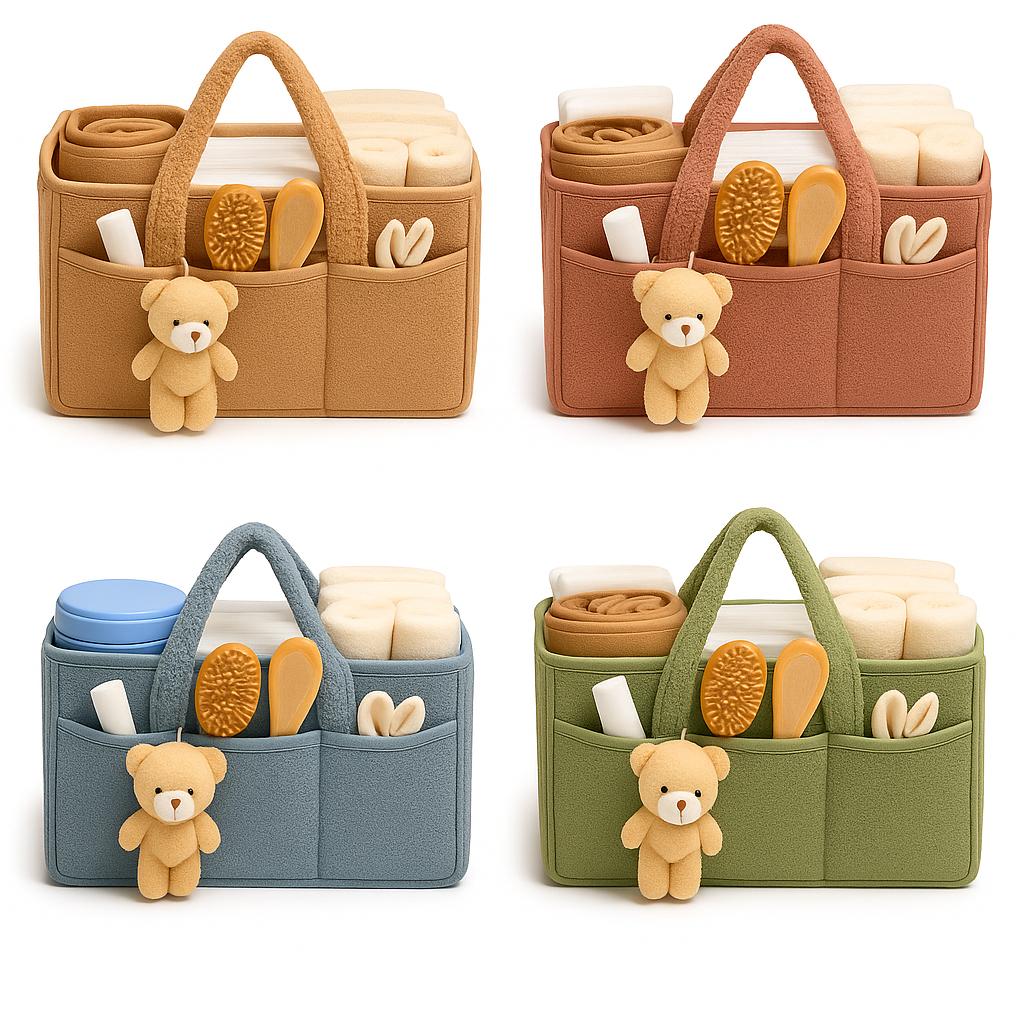 Teddy Bear Baby Diaper Caddy Organizer