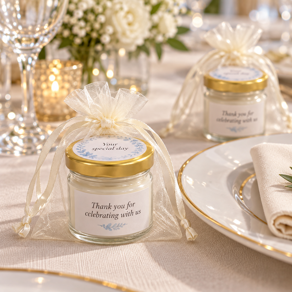 Personalised Mini Wedding Candle Favours – 50ml