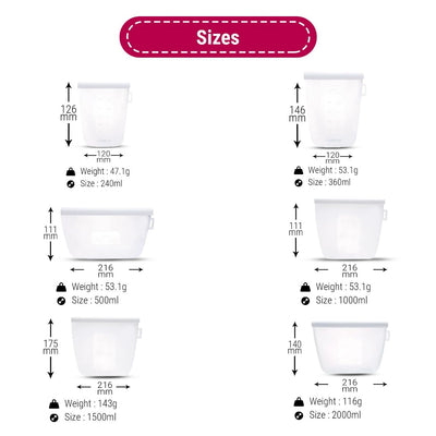 6-Pack Reusable Silicone Breastmilk Storage Bags