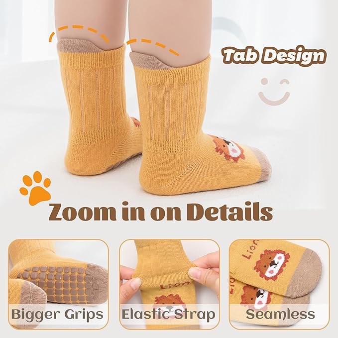 6-Pack Non-Slip Baby & Toddler Socks
