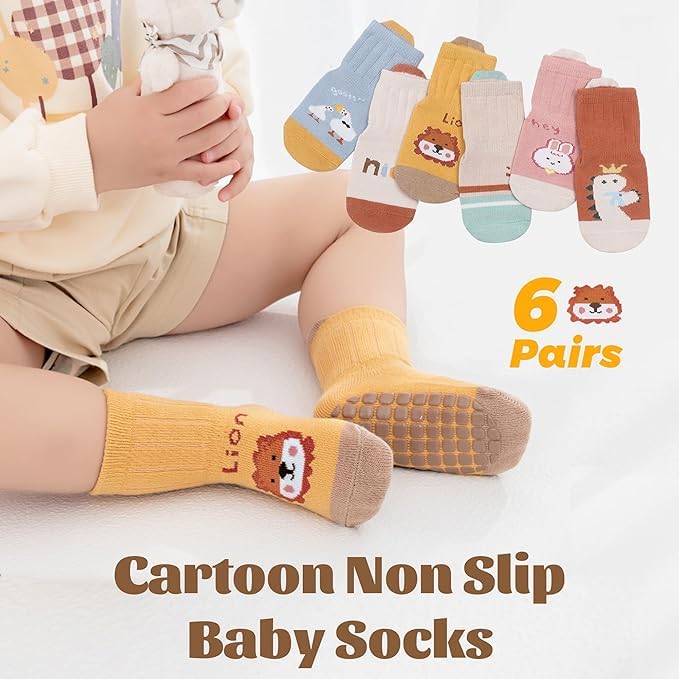 6-Pack Non-Slip Baby & Toddler Socks
