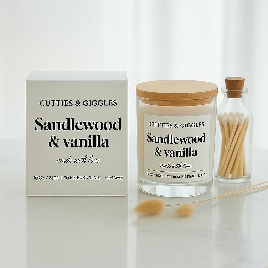 Sandalwood Soy Candle – Large Glass Jar with Bamboo Lid