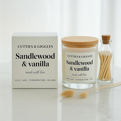 Sandalwood Soy Candle – Large Glass Jar with Bamboo Lid