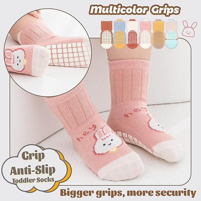 6-Pack Non-Slip Baby & Toddler Socks