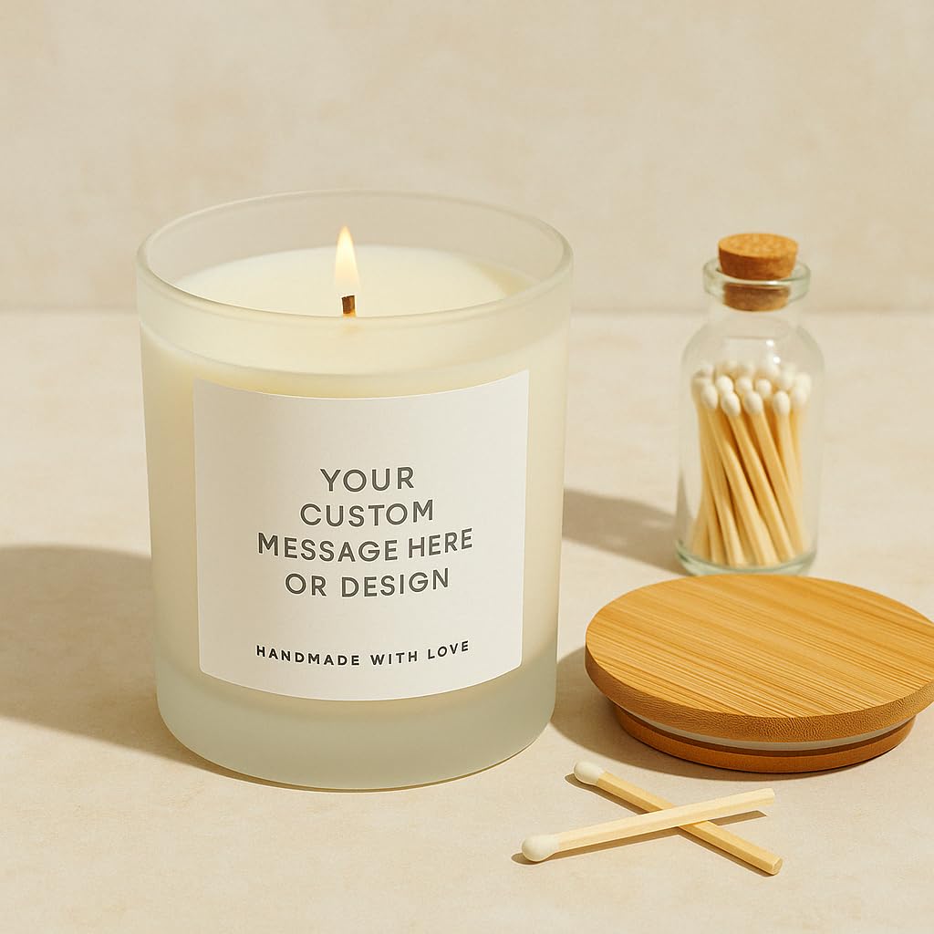 Personalised Scented Soy Candle with Bamboo Lid