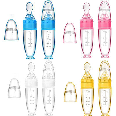 Silicone Squeeze Feeding Bottle with Spoon