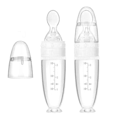 Silicone Squeeze Feeding Bottle with Spoon