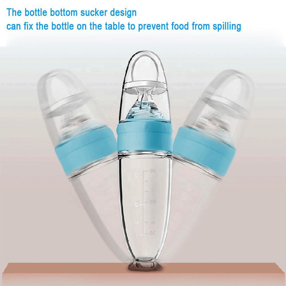 Silicone Squeeze Feeding Bottle with Spoon
