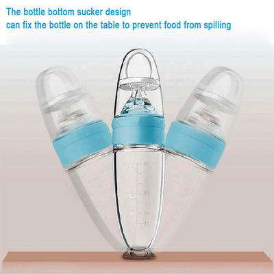 Silicone Squeeze Feeding Bottle with Spoon