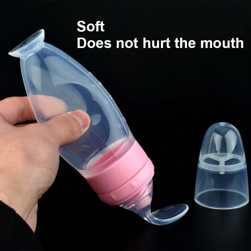 Silicone Squeeze Feeding Bottle with Spoon