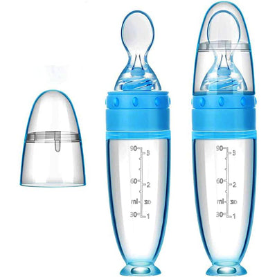 Silicone Squeeze Feeding Bottle with Spoon