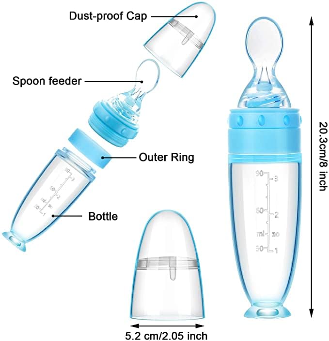 Silicone Squeeze Feeding Bottle with Spoon