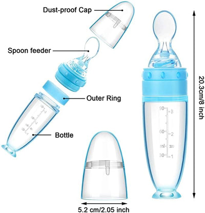 Silicone Squeeze Feeding Bottle with Spoon