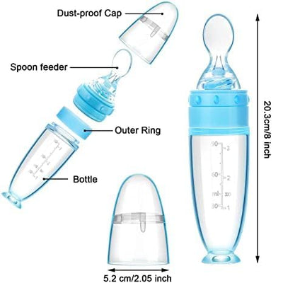 Silicone Squeeze Feeding Bottle with Spoon