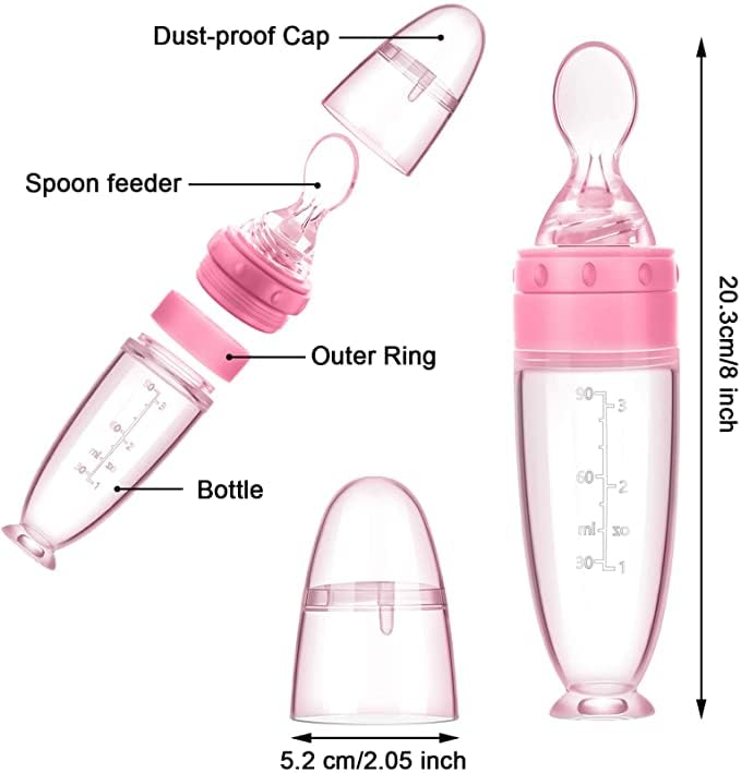 Silicone Squeeze Feeding Bottle with Spoon