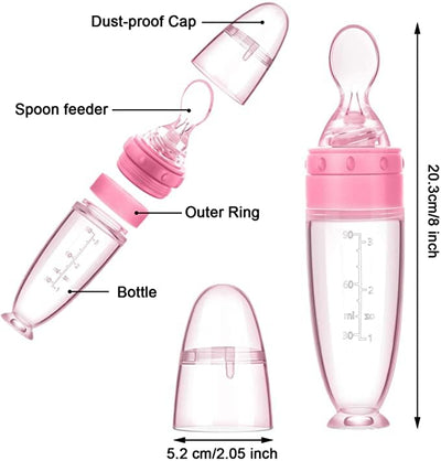 Silicone Squeeze Feeding Bottle with Spoon