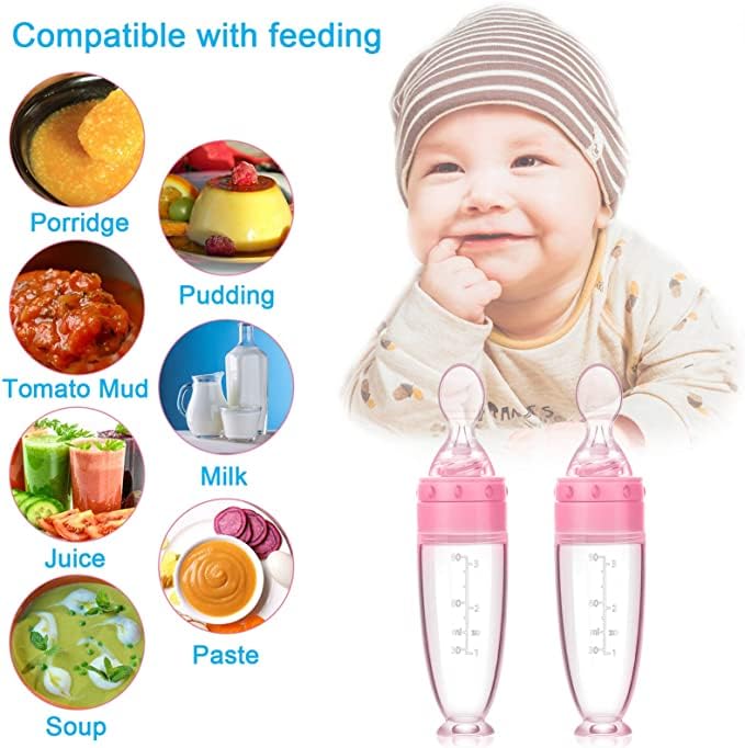 Silicone Squeeze Feeding Bottle with Spoon