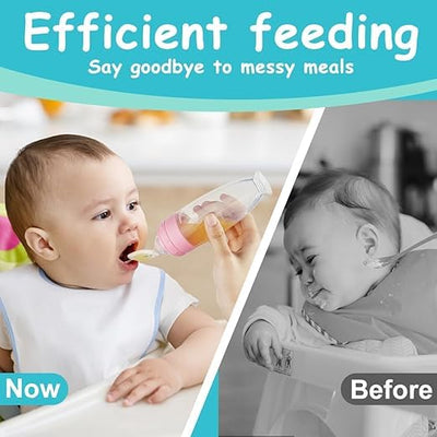 Silicone Squeeze Feeding Bottle with Spoon