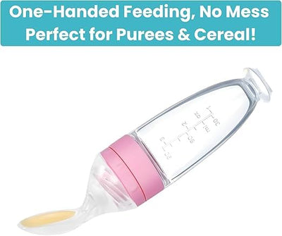 Silicone Squeeze Feeding Bottle with Spoon