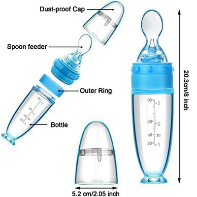 Silicone Squeeze Feeding Bottle with Spoon