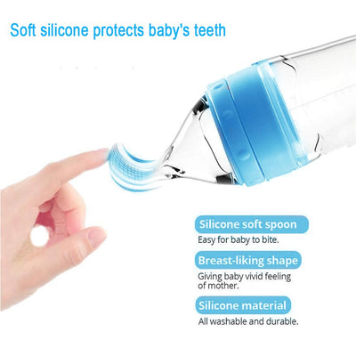 Silicone Squeeze Feeding Bottle with Spoon