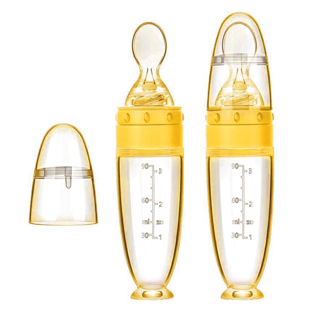 Silicone Squeeze Feeding Bottle with Spoon