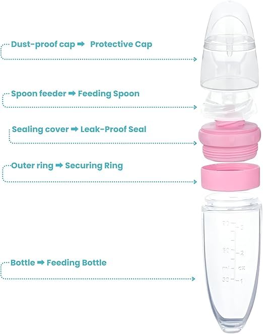 Silicone Squeeze Feeding Bottle with Spoon