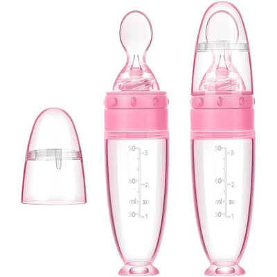 Silicone Squeeze Feeding Bottle with Spoon