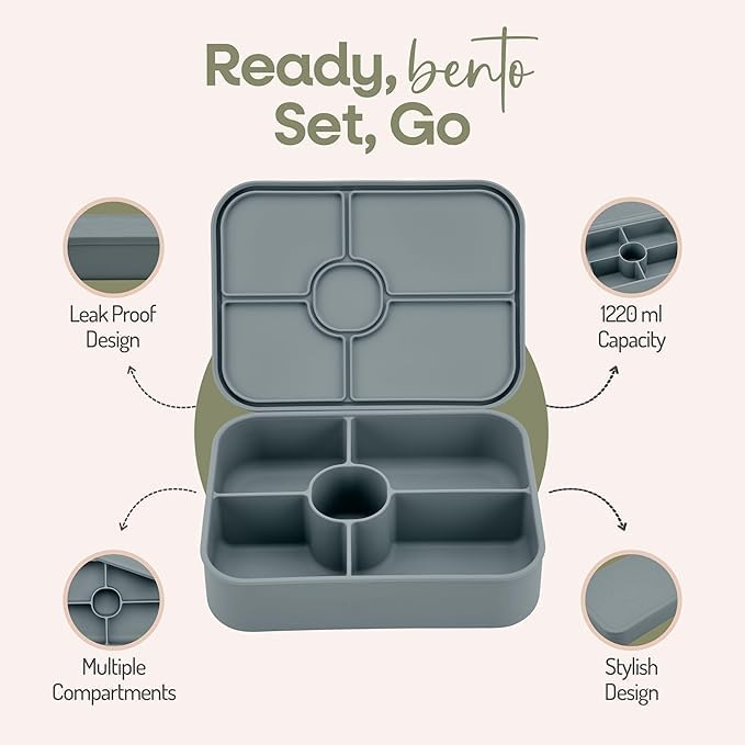 Silicone Bento Lunch Box 5 Compartment