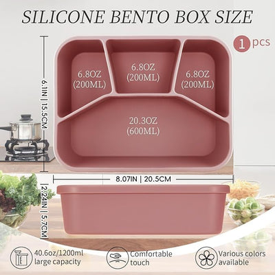 Silicone Bento Box 4 Compartment