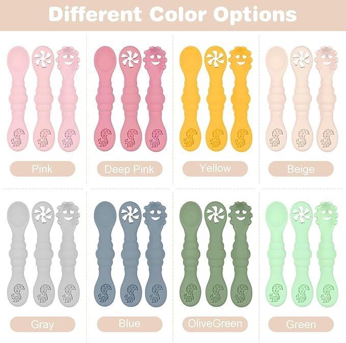 3 Silicone Baby Spoons & Forks Set