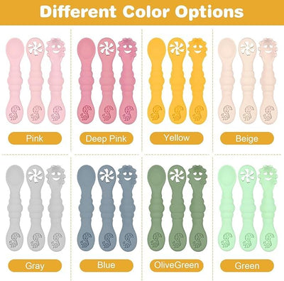 3 Silicone Baby Spoons & Forks Set