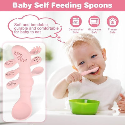 3 Silicone Baby Spoons & Forks Set