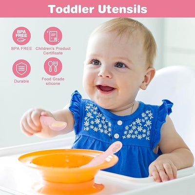 3 Silicone Baby Spoons & Forks Set