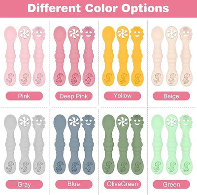 3 Silicone Baby Spoons & Forks Set