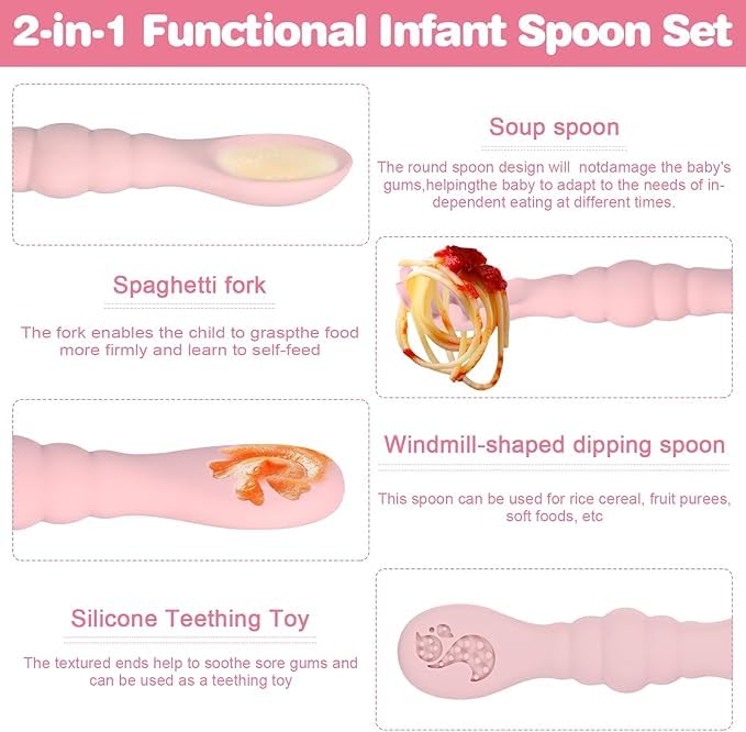 3 Silicone Baby Spoons & Forks Set