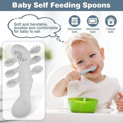 3 Silicone Baby Spoons & Forks Set