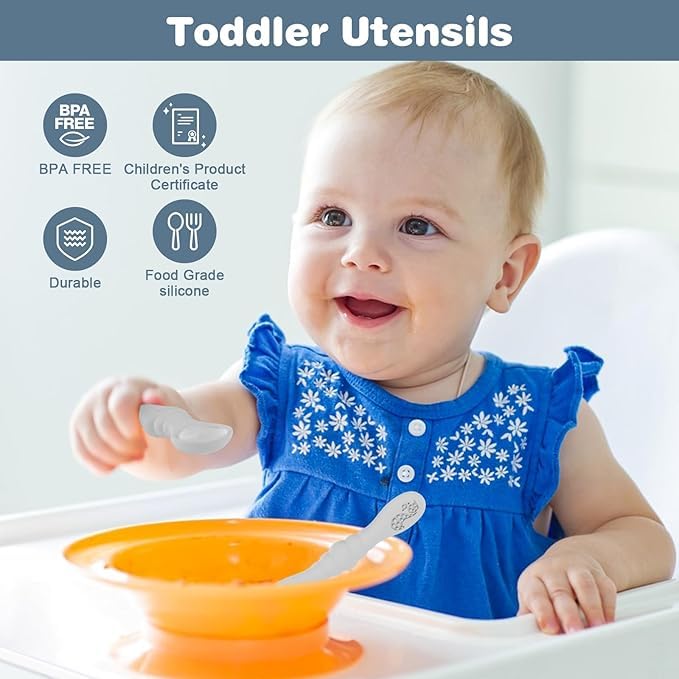 3 Silicone Baby Spoons & Forks Set