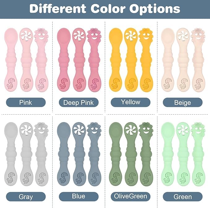 3 Silicone Baby Spoons & Forks Set