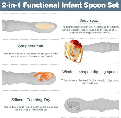 3 Silicone Baby Spoons & Forks Set