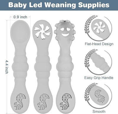 3 Silicone Baby Spoons & Forks Set