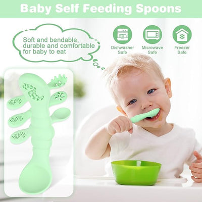 3 Silicone Baby Spoons & Forks Set